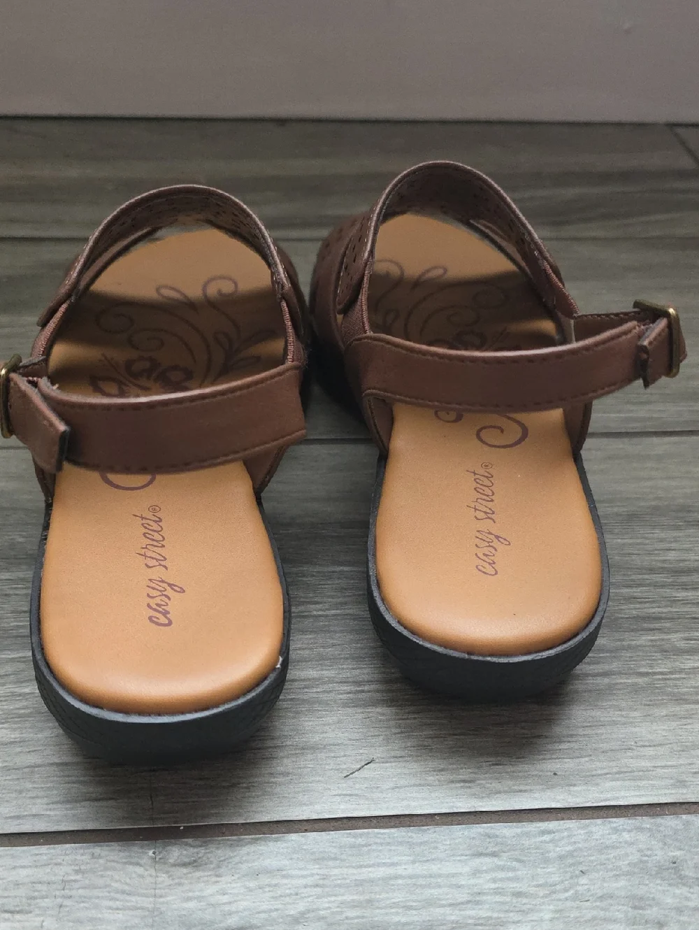 easy street Brown Laser-Cut Slingback Sandals - Picture 5 of 9